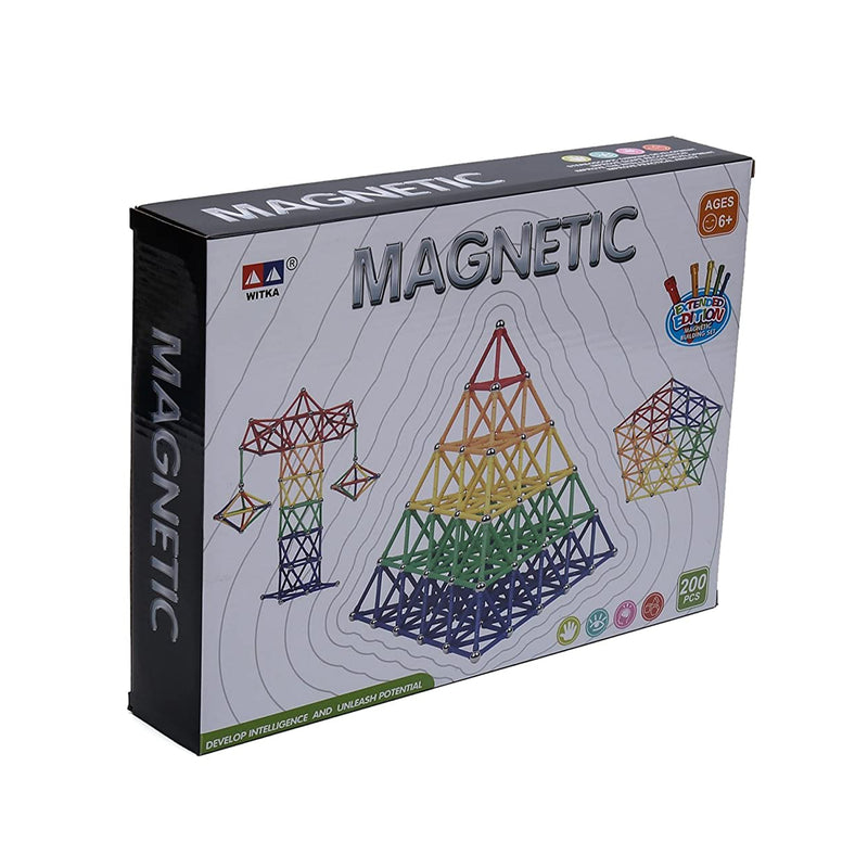 WITKA Magnetic Building Sticks for Brain Training for Kids, 200 Pieces(Open Box)