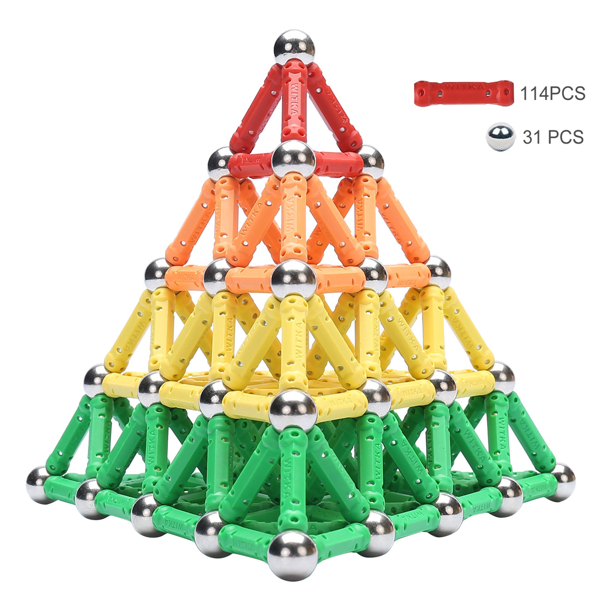 WITKA Magnetic Building Sticks for Brain Training, 230 Pieces (Open Box) - VMInnovations