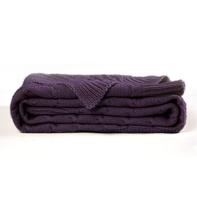 JINCHAN 60 x 50 Inch Lightweight Cable Knit Sweater Style Throw Blanket, Purple