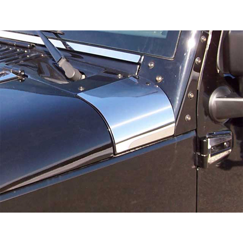 QAA HD47085 2 Piece Stainless Steel Upper Hood Accent Kit for Jeep Wrangler SUVs