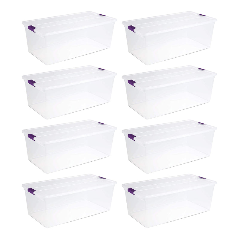 Sterilite 110 Qt ClearView Latch Storage Box, Stackable Bin with Lid, 8-Pack