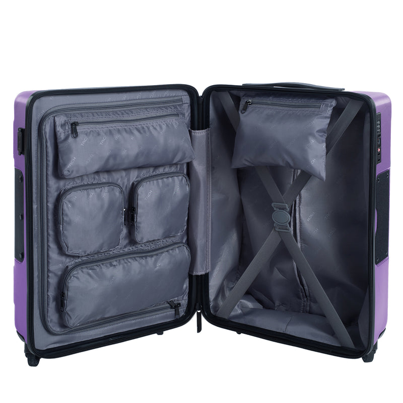 TACH V3 3 Piece Hard Shell Spinner Suitcase Luggage Set, Purple (Open Box)