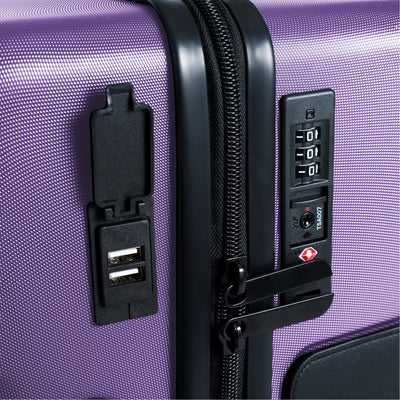 TACH V3 3 Piece Hard Shell Spinner Suitcase Luggage Set, Purple (Open Box)