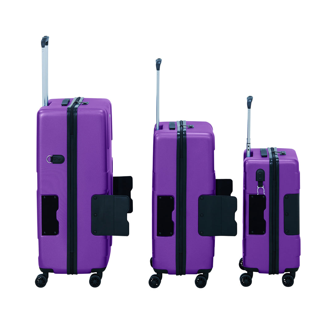 TACH V3 Connectable 3 Piece Hard Shell Spinner Suitcase Set, Purple (Used) - VMInnovations