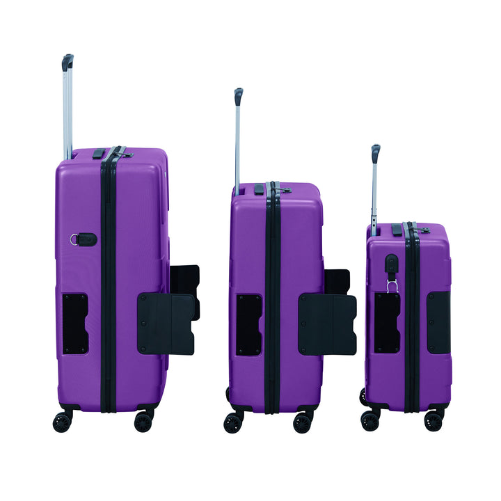 TACH V3 Connectable 3 Piece Hard Shell Spinner Suitcase Set, Purple (Used) - VMInnovations