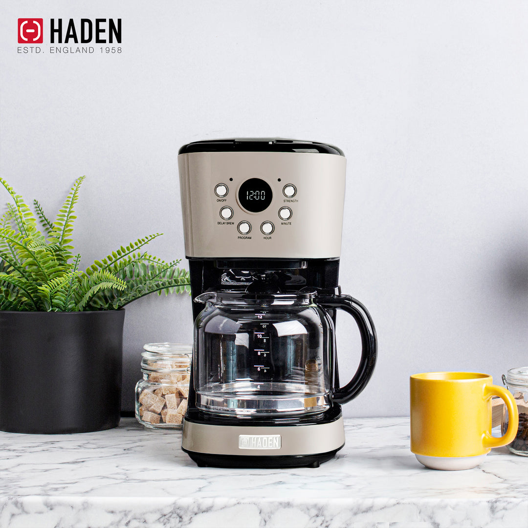 Haden Dorset Toaster & Kettle, Coffee Maker, and Cotswold Microwave, Putty Beige - VMInnovations