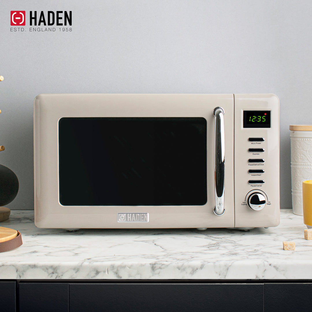 Haden Dorset Toaster & Kettle, Coffee Maker, and Cotswold Microwave, Putty Beige - VMInnovations