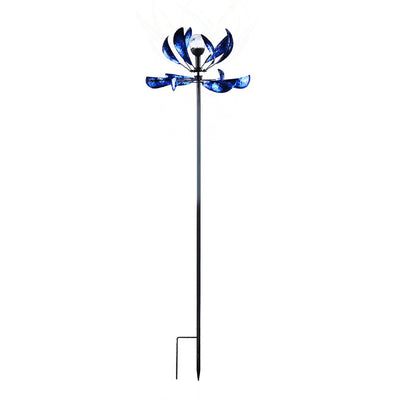 Hourpark 75 Inch Pinwheel Mazarine Blue Outdoor Garden Art Solar Wind Spinner