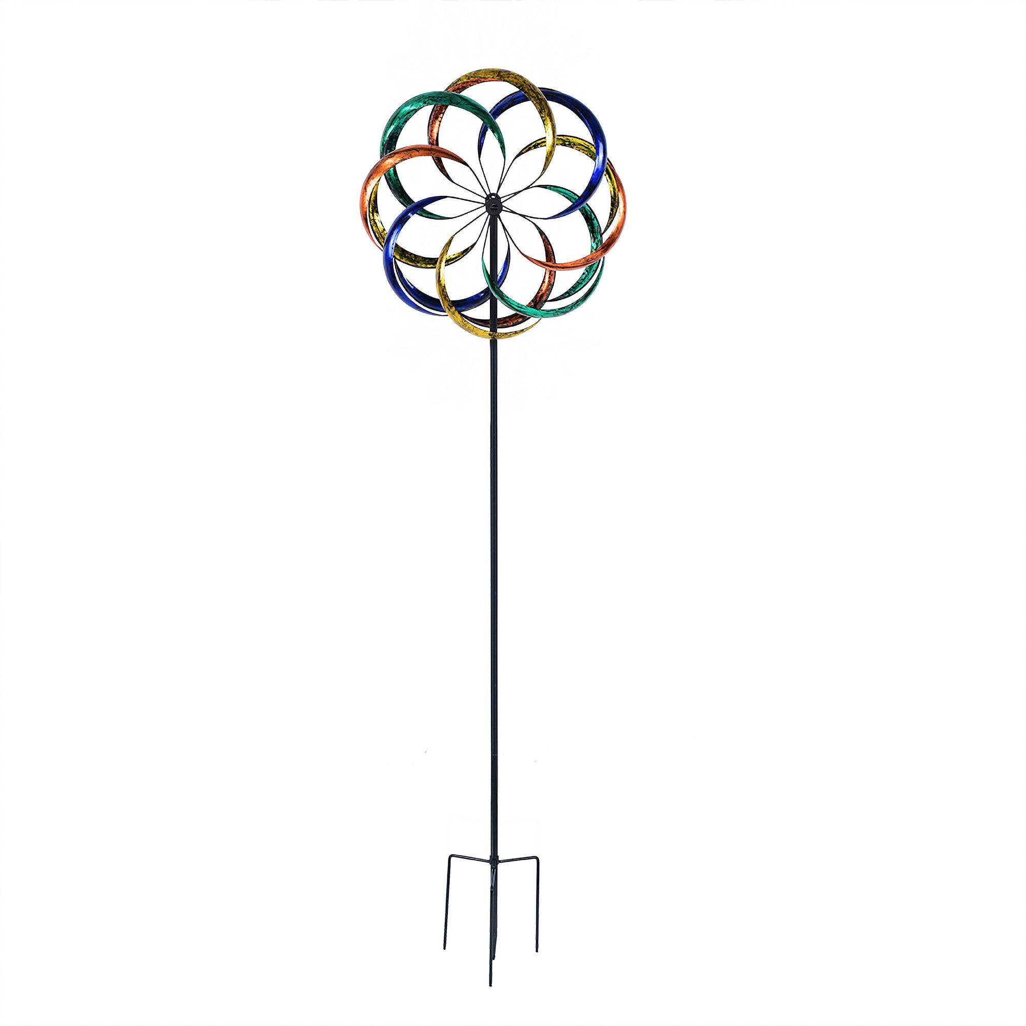 Hourpark Outdoor Garden Lawn Yard Art Decor 8 Circle Wind Spinner, Multicolor - VMInnovations