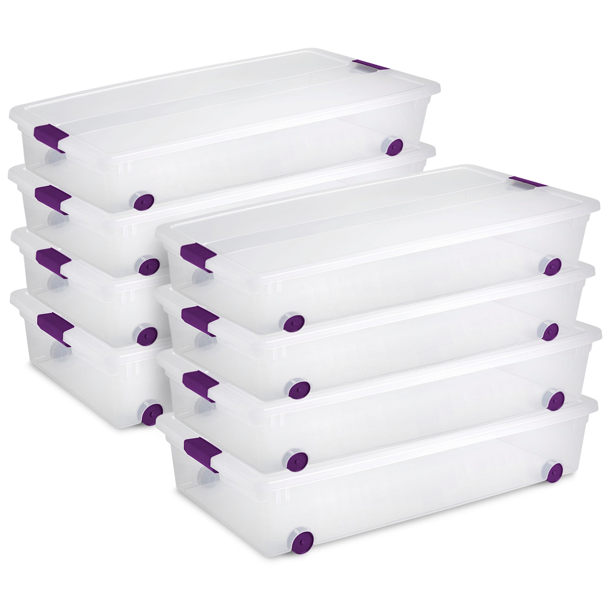 Sterilite 60 Quart ClearView Latch Storage Box Stackable Bin with Lid, 8 Pack - VMInnovations