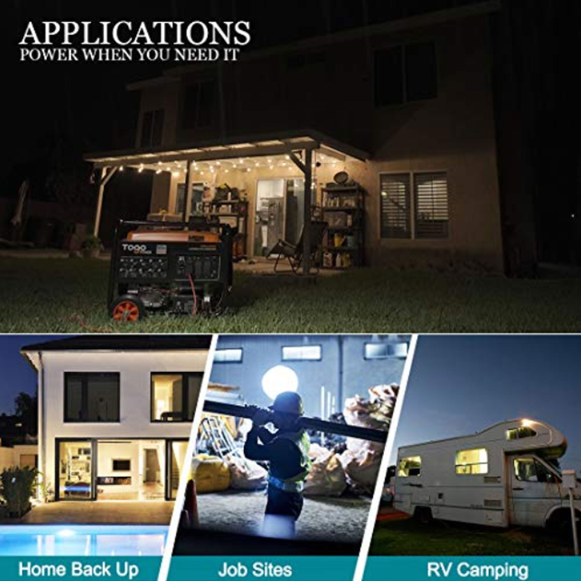 Togo Power Gasoline Powered Portable Generator 8000 Watt Remote Electric Backup - VMInnovations