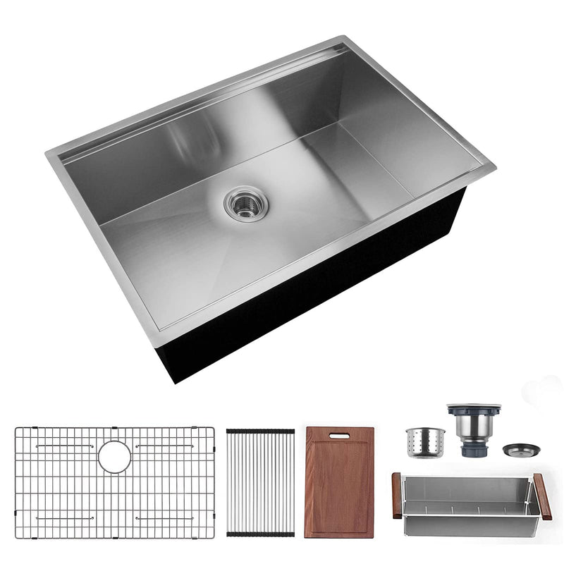 30x19 In Stainless Steel Workstation Ledge Single Bowl Sink Undermount(Open Box)