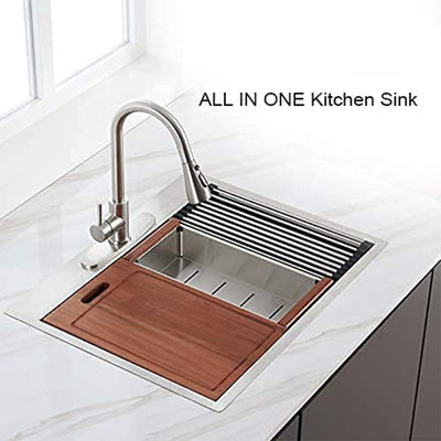 HausinLuck 33" Stainless Steel Kitchen Sink, Top Mount, Brushed (Used)