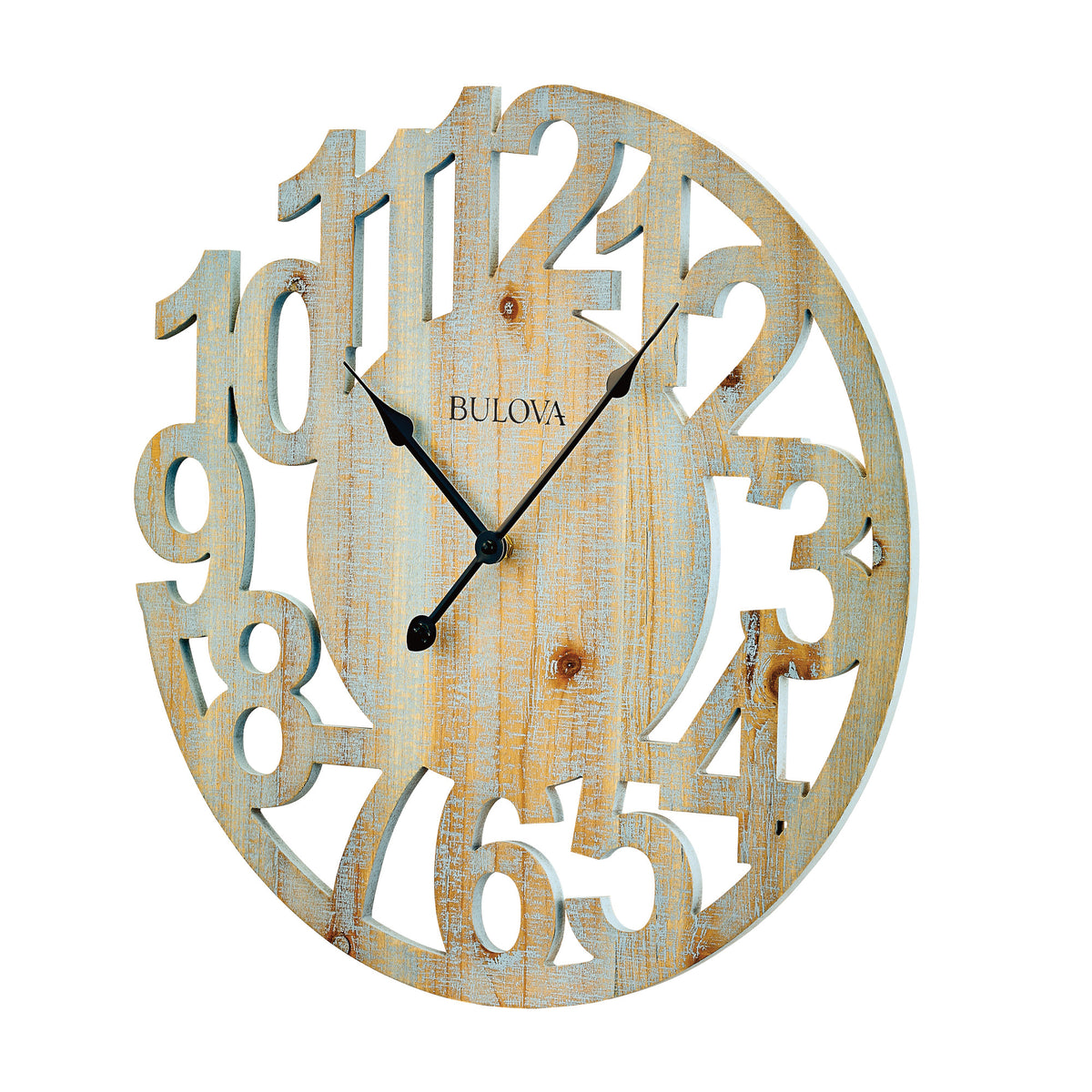 Bulova Clocks C4898 Artistic Natural Wooden 3 Dimensional Decorative Wall Clock