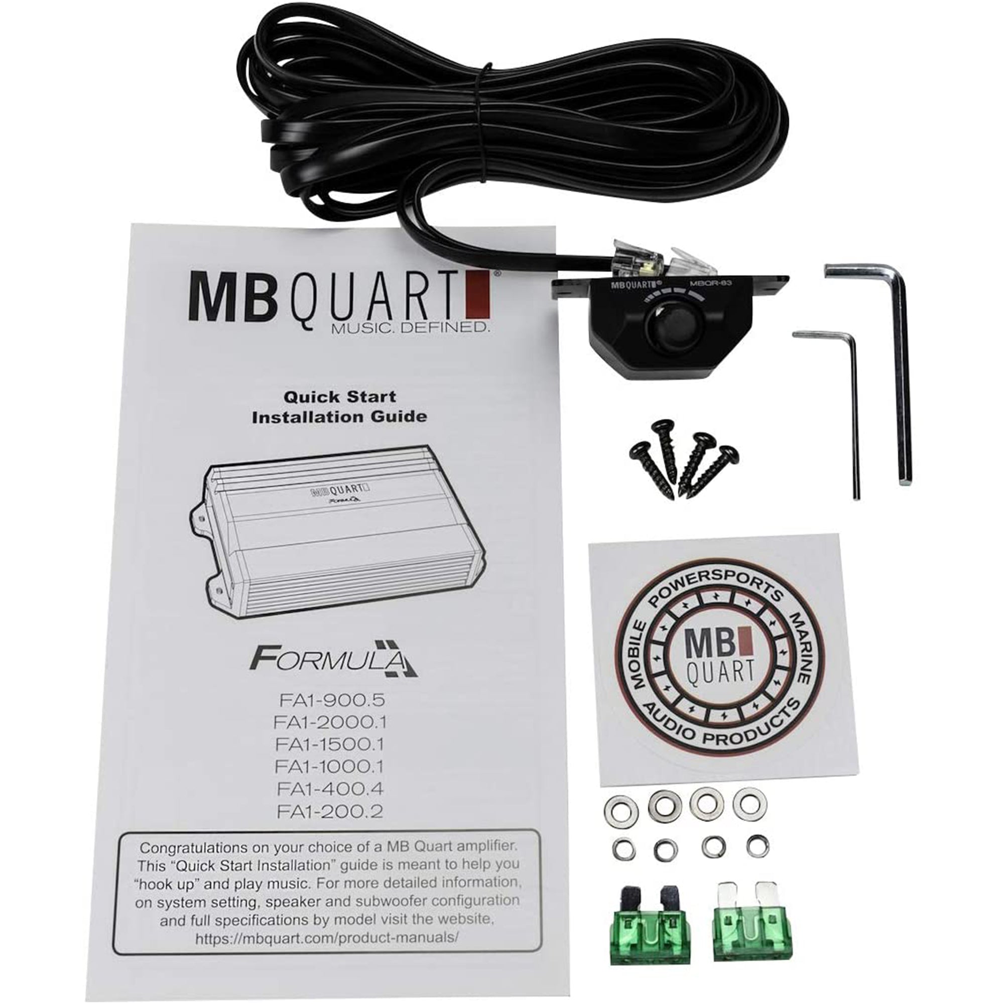 MB Quart Car Amp w/ Maxxsonics 2-Way Speakers 2-Pack & Soundstorm AKS8 Wire Kit - VMInnovations