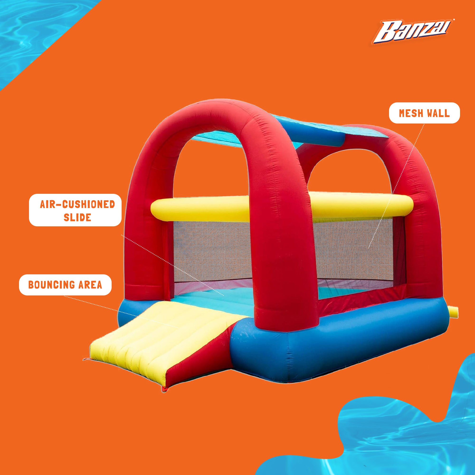 Banzai Cool Canopy Bouncer Outdoor Inflatable Slide/Shaded Backyard Bounce House - VMInnovations