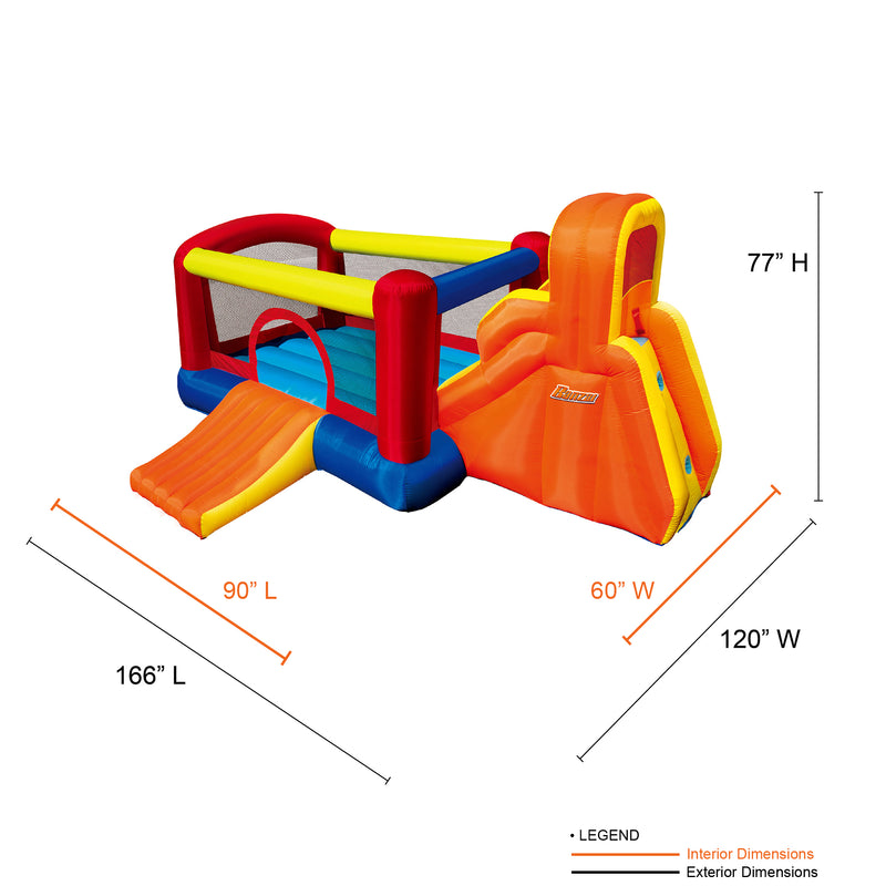 Banzai Double Slide Bouncer Outdoor Inflatable Bounce House & Climbing Wall(Use)
