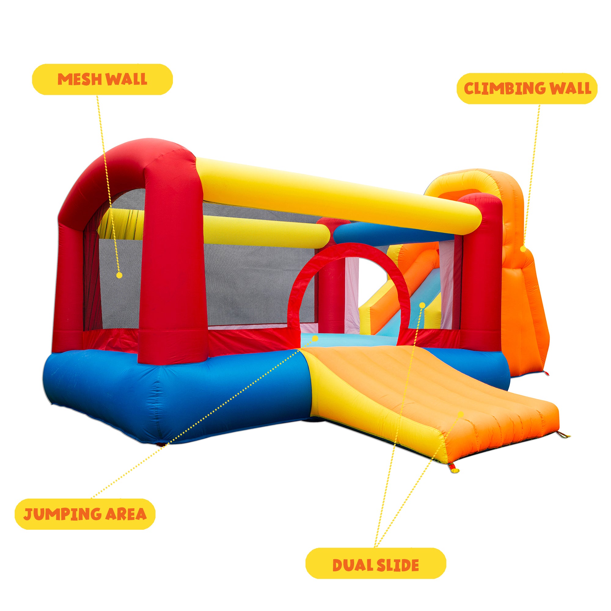 Banzai Double Slide Bouncer Outdoor Inflatable Bounce House & Climbing Wall - VMInnovations