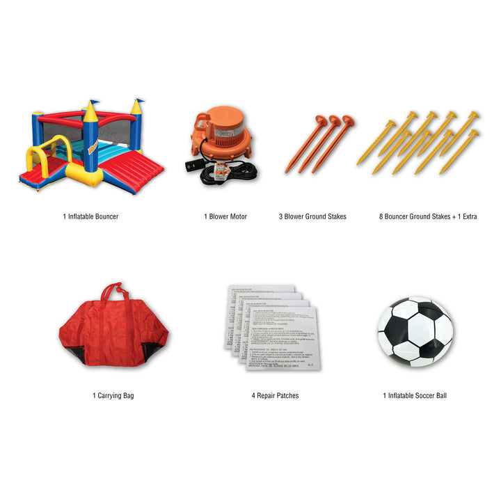 Banzai Slide N Fun Inflatable Slide and Bounce House with Soccer Net and Ball - VMInnovations