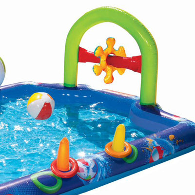 Banzai Big Splash Inflatable Play Center Pool with Beach Balls and Toss Rings
