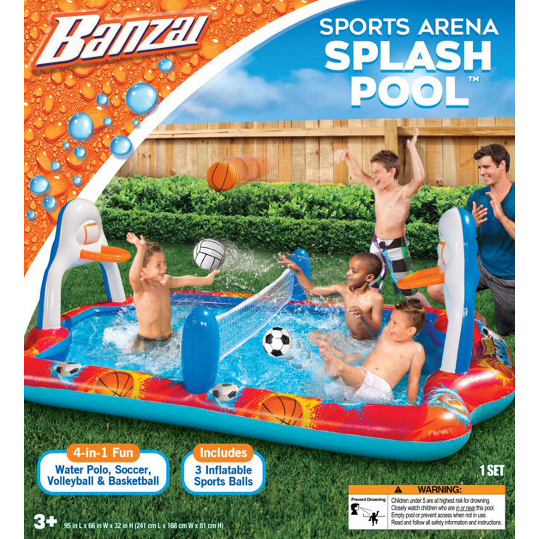 Banzai Outdoor Inflatable Sports Arena 4 In 1 Play Center Water Pool, Ages 3+ - VMInnovations