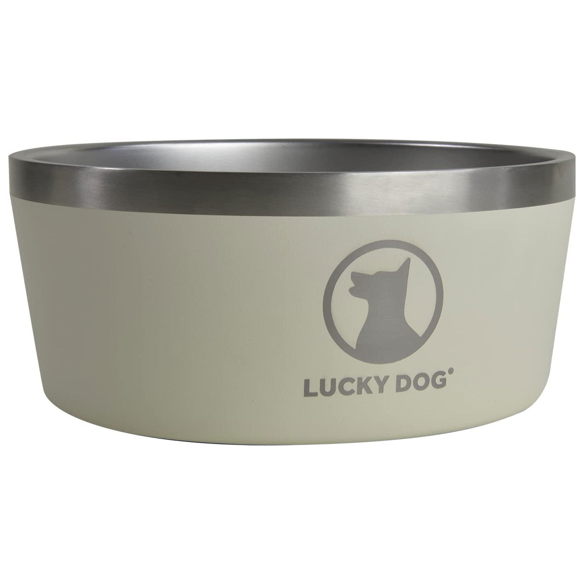 Lucky Dog INDULGE Double Wall Stainless Steel Dog Bowl, 8 Cup, 64 Ounce, Beige