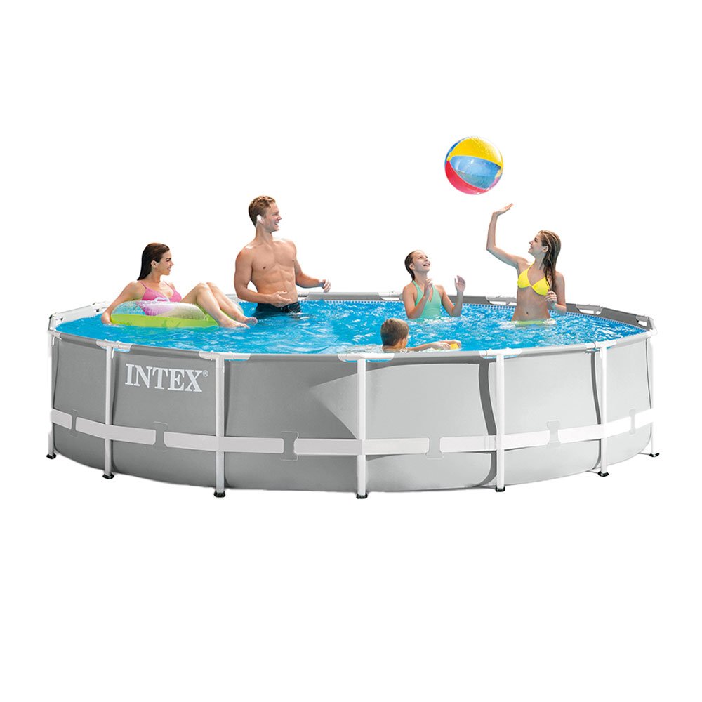 Intex 15 Ft x 42 In Prism Frame Above Ground Pool Set & Intex 15 Ft Round Cover