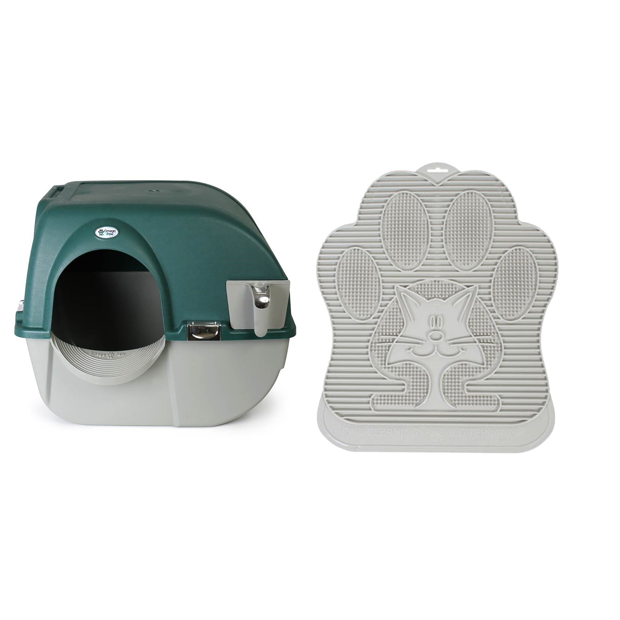 Omega Paw Roll'n Clean Self-Cleaning Litter Box & Paw Cleaning Mat for Cats - VMInnovations