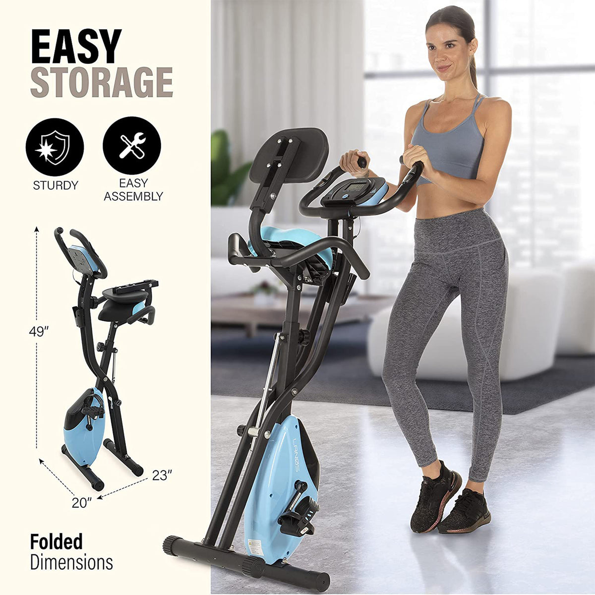 Lanos Portable 2 In 1 Exercise Workout 10 Level X Bike Machine for Home, Blue
