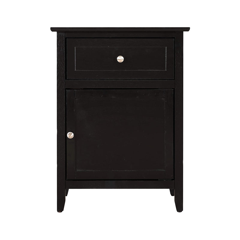 Glory Furniture Izzy 1 Drawer/1 Storage Door Bedroom Nightstand End Table, Black