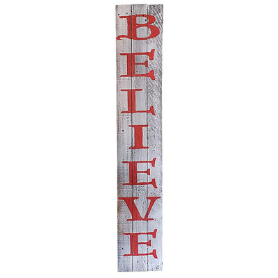 Rockin' Wood Believe Sign 5' Vertical Rustic Farm House Style for Door or Porch