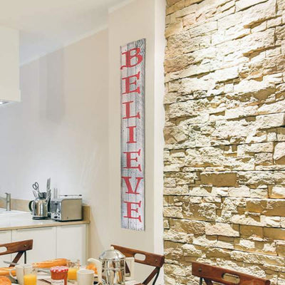Rockin' Wood Believe Sign 5' Vertical Rustic Farm House Style for Door or Porch