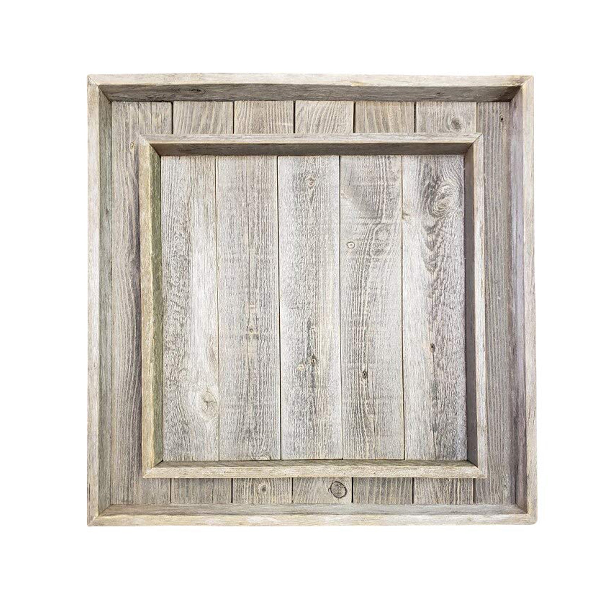 Rockin' Wood 24 x 24" Reclaimed Wood Square Ottoman Tray for Coffee Table Decor