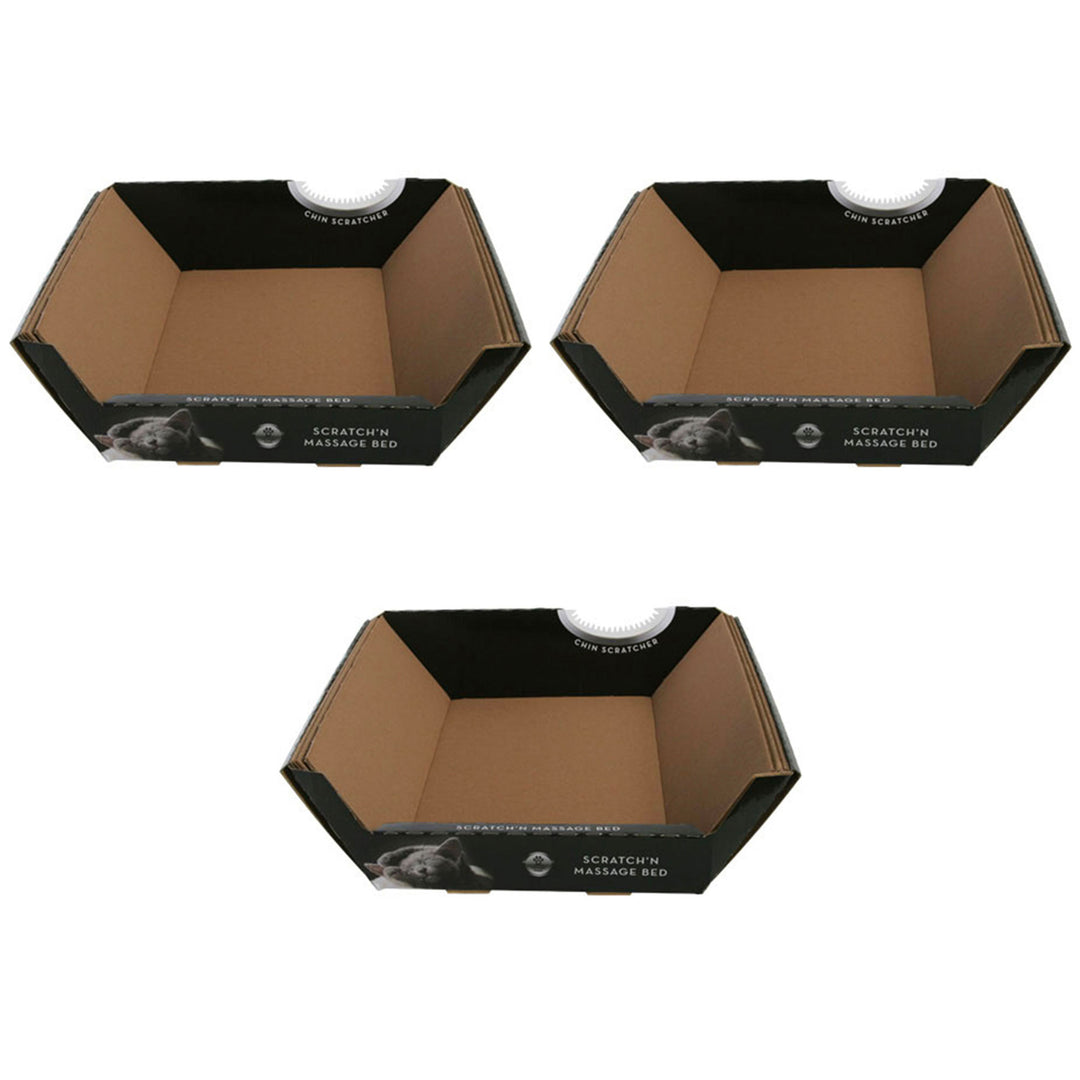 Omega Paw Cardboard Pet Ripple Board Scratch'n Massage Kitten Cat Bed, (3 Pack) - VMInnovations