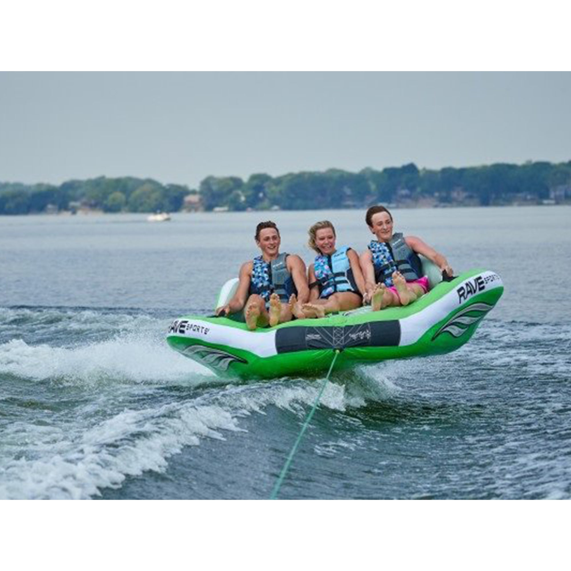 RAVE Sports 3 Person Inflatable Towable Boating Water Tube, Green (For Parts) - VMInnovations