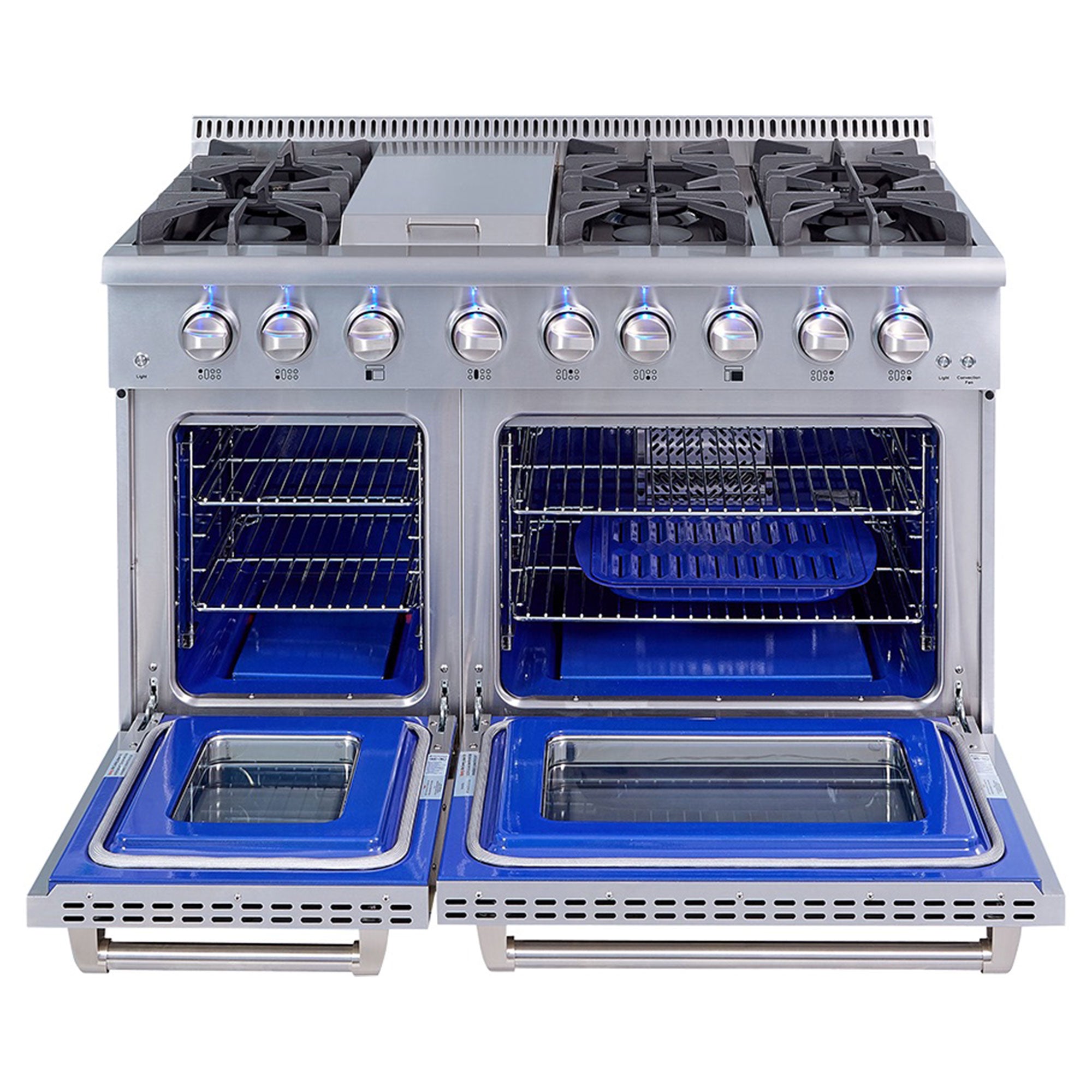 Thor Kitchen 48" Professional 6 Burner Gas Range Double Oven, Stainless Steel
