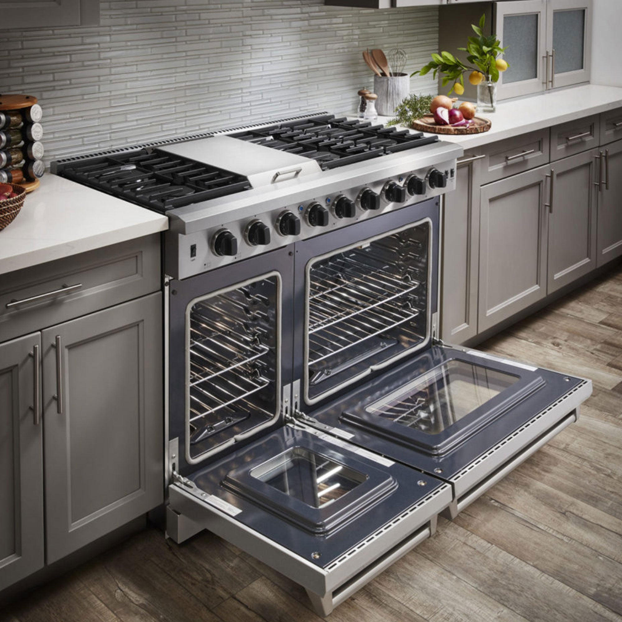 Thor Kitchen 48" Professional 6 Burner Gas Range Double Oven, Stainless Steel
