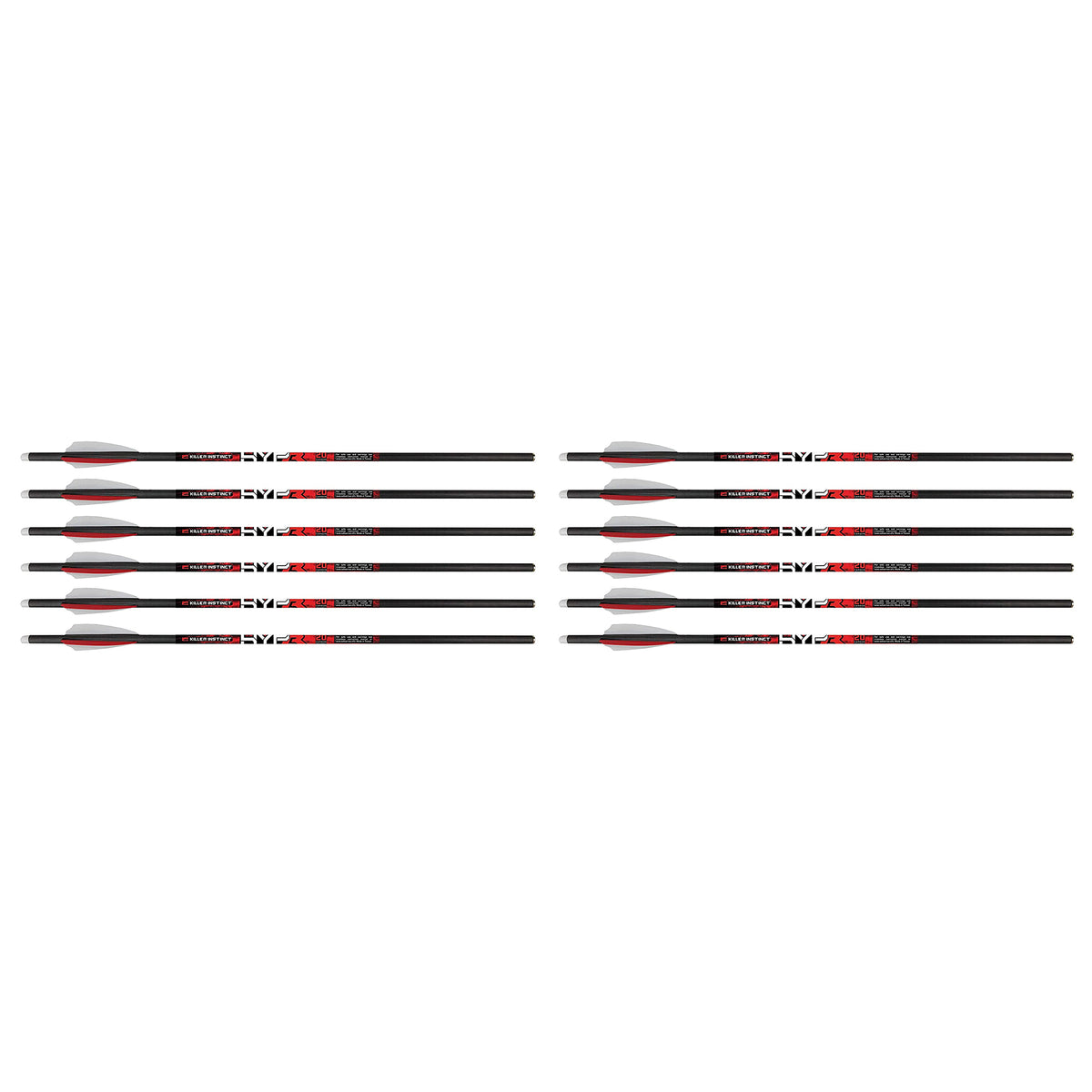 Killer Instinct MSCKI-1064-6 HYPR 20" Carbon Crossbow Bolts, 6 Count (2 Pack)