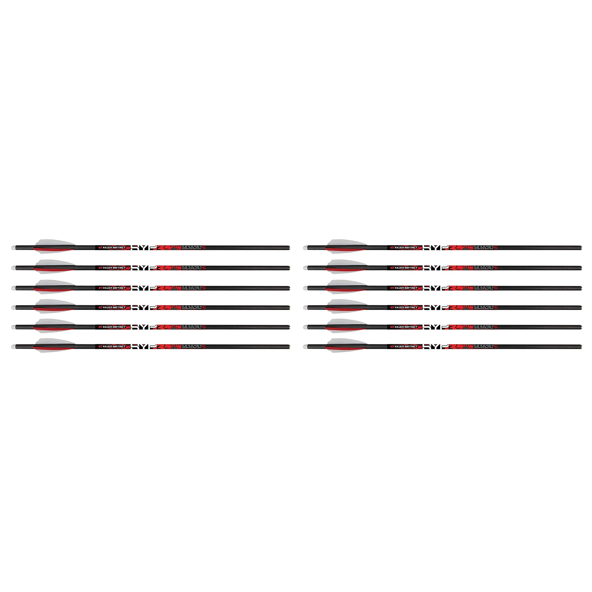 Killer Instinct MSCKI-1064-6 HYPR 20" Carbon Crossbow Bolts, 6 Count (2 Pack) - VMInnovations