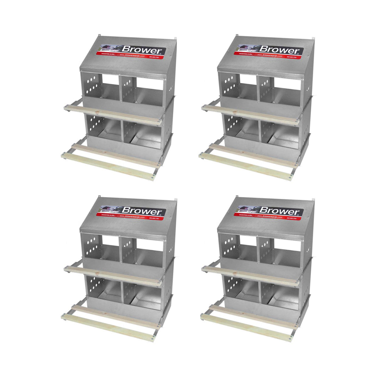 Brower 404B Galvanized Steel 4 Hole 20 Bird Nest Chicken Brooding Box (4 Pack)
