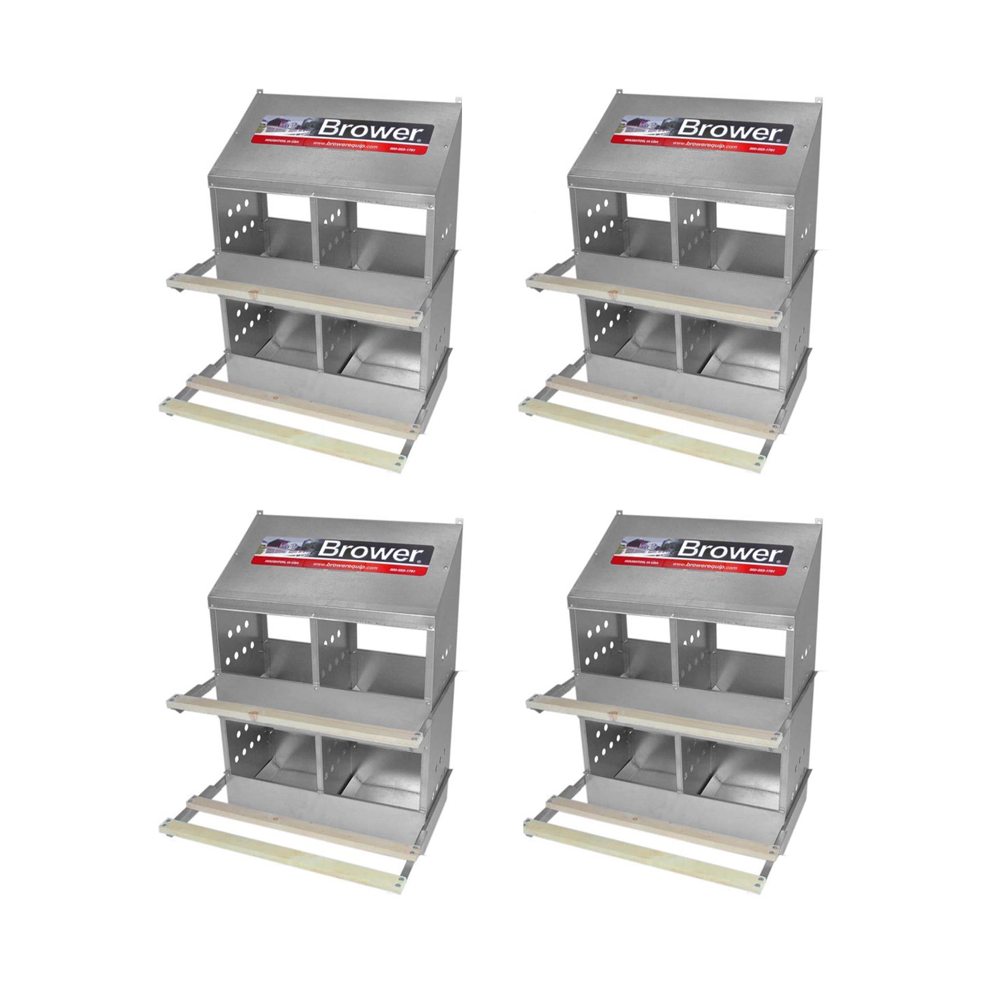 Brower 404B Galvanized Steel 4 Hole 20 Bird Nest Chicken Brooding Box (4 Pack) - VMInnovations