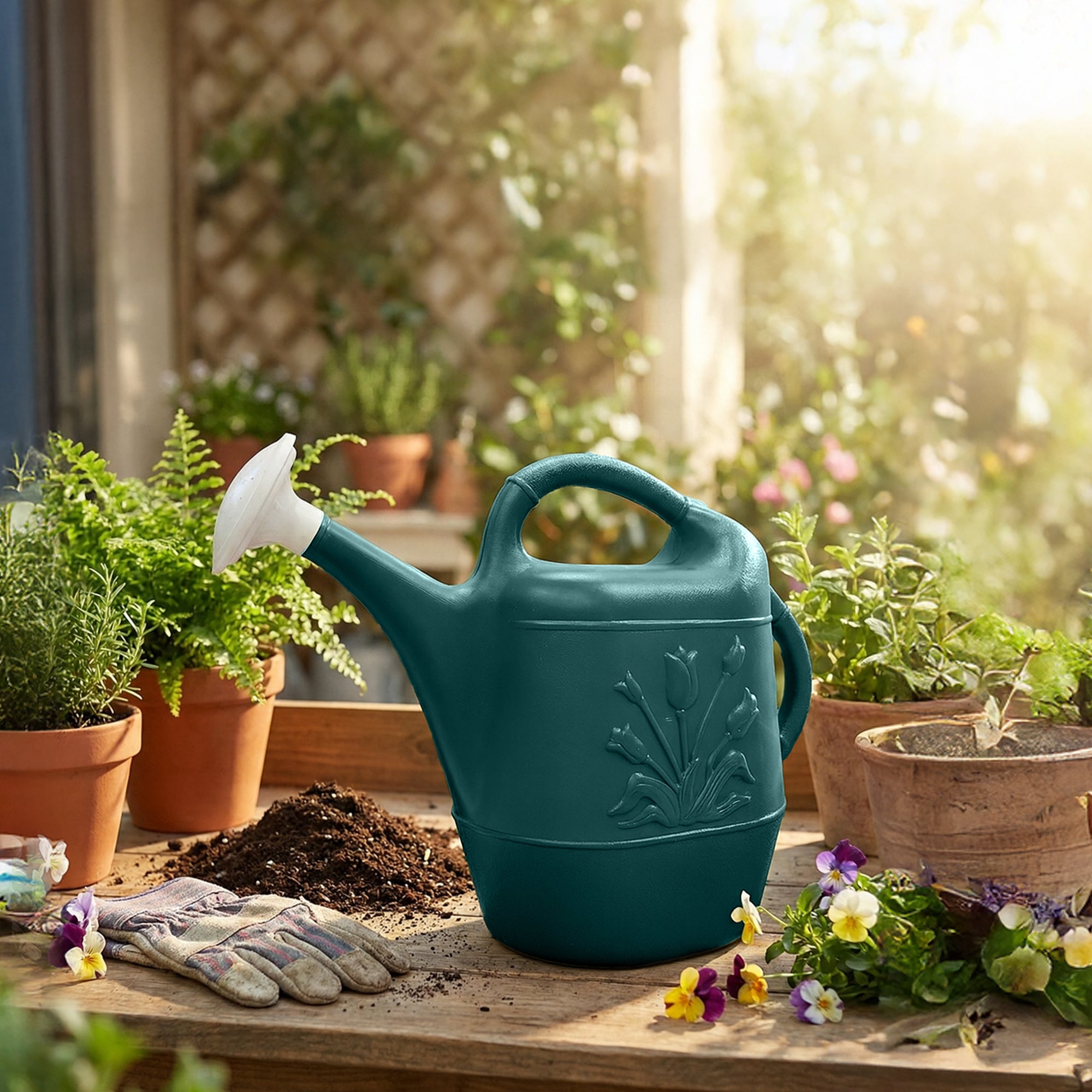 Union Products Indoor Outdoor 2gal Plastic Plant Watering Can, (Open Box) - VMInnovations