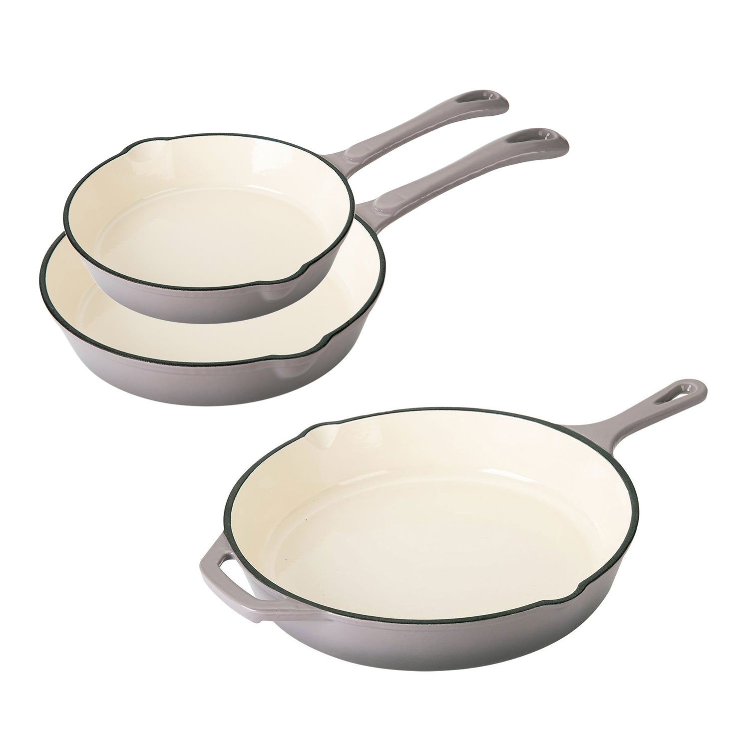 Hamilton Beach Enameled Coated Cast Iron Frying Pan Skillet, Gray (Set of 3) - VMInnovations