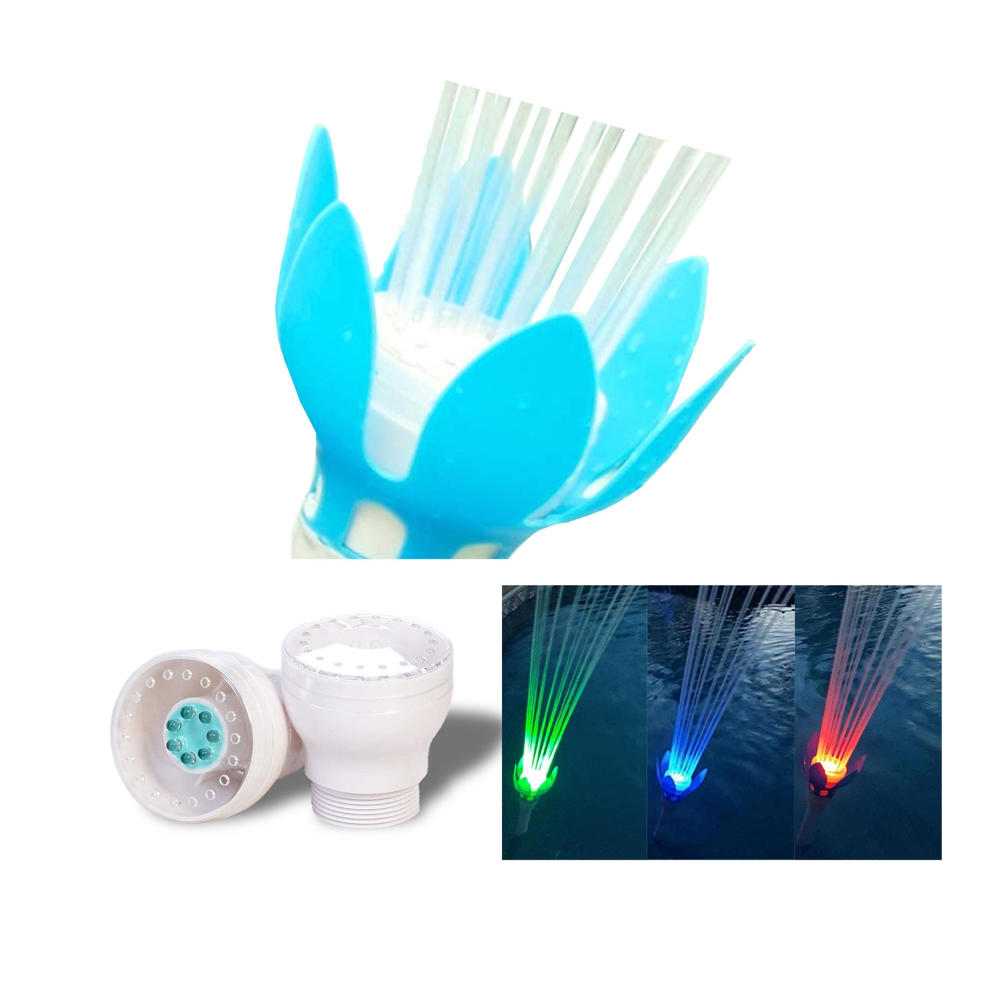 Magic Pool Fountain Sprayer w/ Multicolor LED Bulb + 2 Multicolored LED Bulbs - VMInnovations