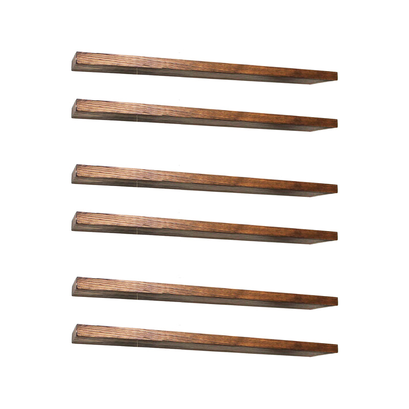 Willow & Grace Connie 36 Inch Floating Wall Mount Shelves, Light Walnut (6 Pack)