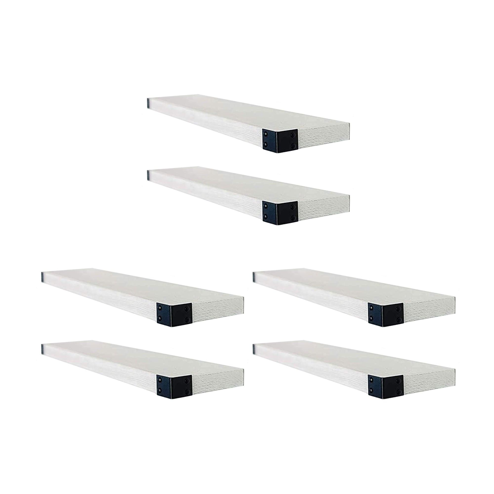Willow & Grace Bryan 24 Inch Floating Wood Shelves Wall Mount, White (6 Pack) - VMInnovations