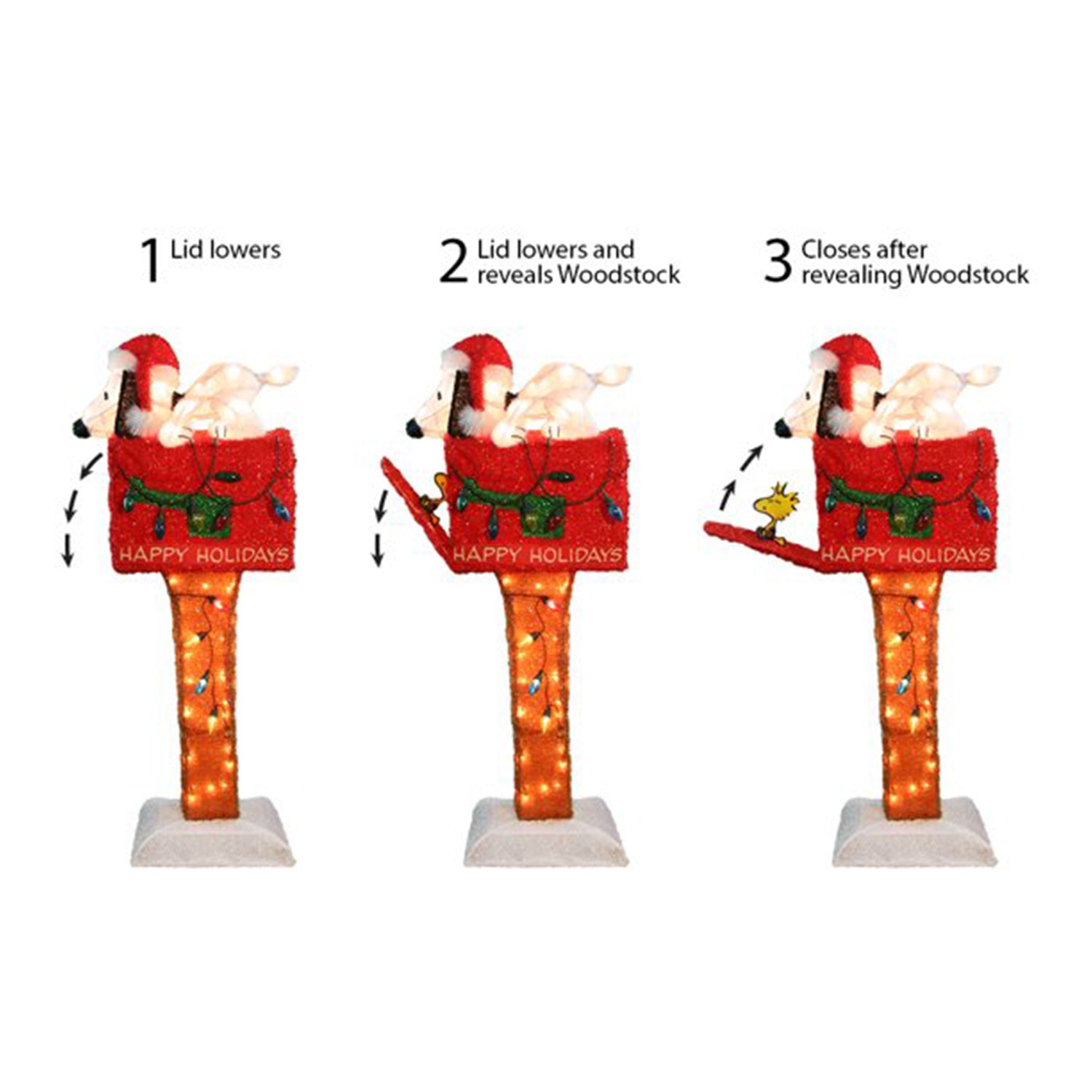 ProductWorks Peanuts Charlie Brown & Snoopy on The Mailbox Christmas Decorations - VMInnovations
