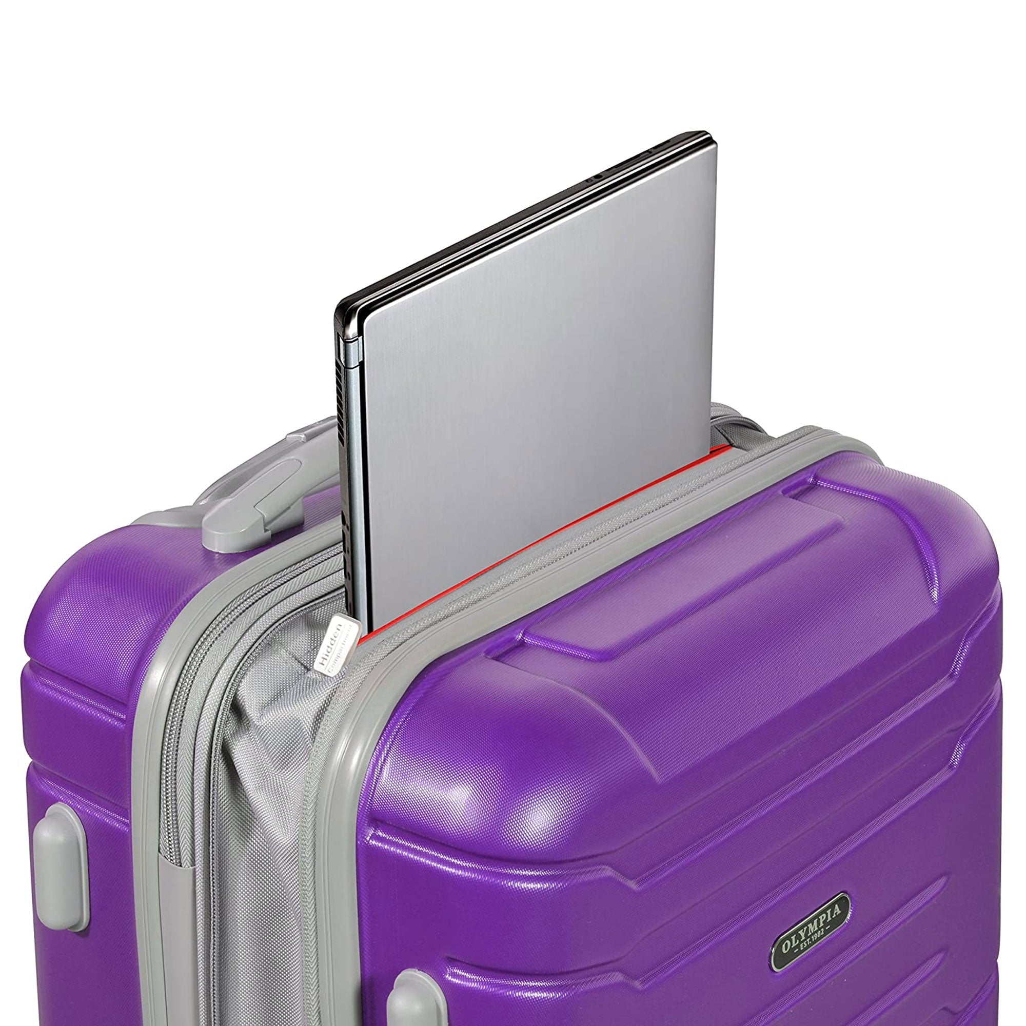 Olympia Denmark 21" Carry On 4 Wheel Spinner Luggage Suitcase, Purple (Open Box)