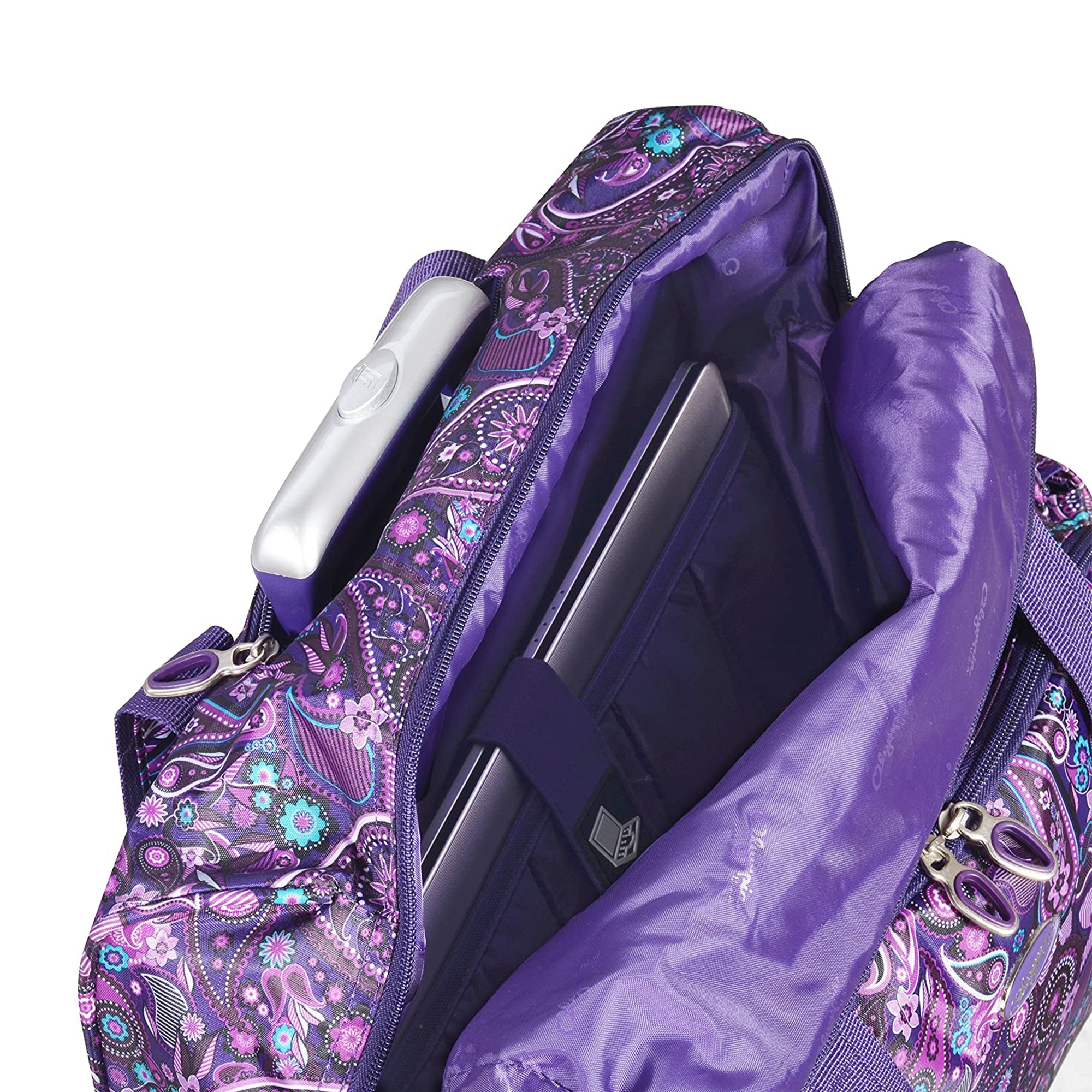 Olympia Deluxe Fashion Rolling Overnighter Luggage Suitcase, Purple Paisley - VMInnovations