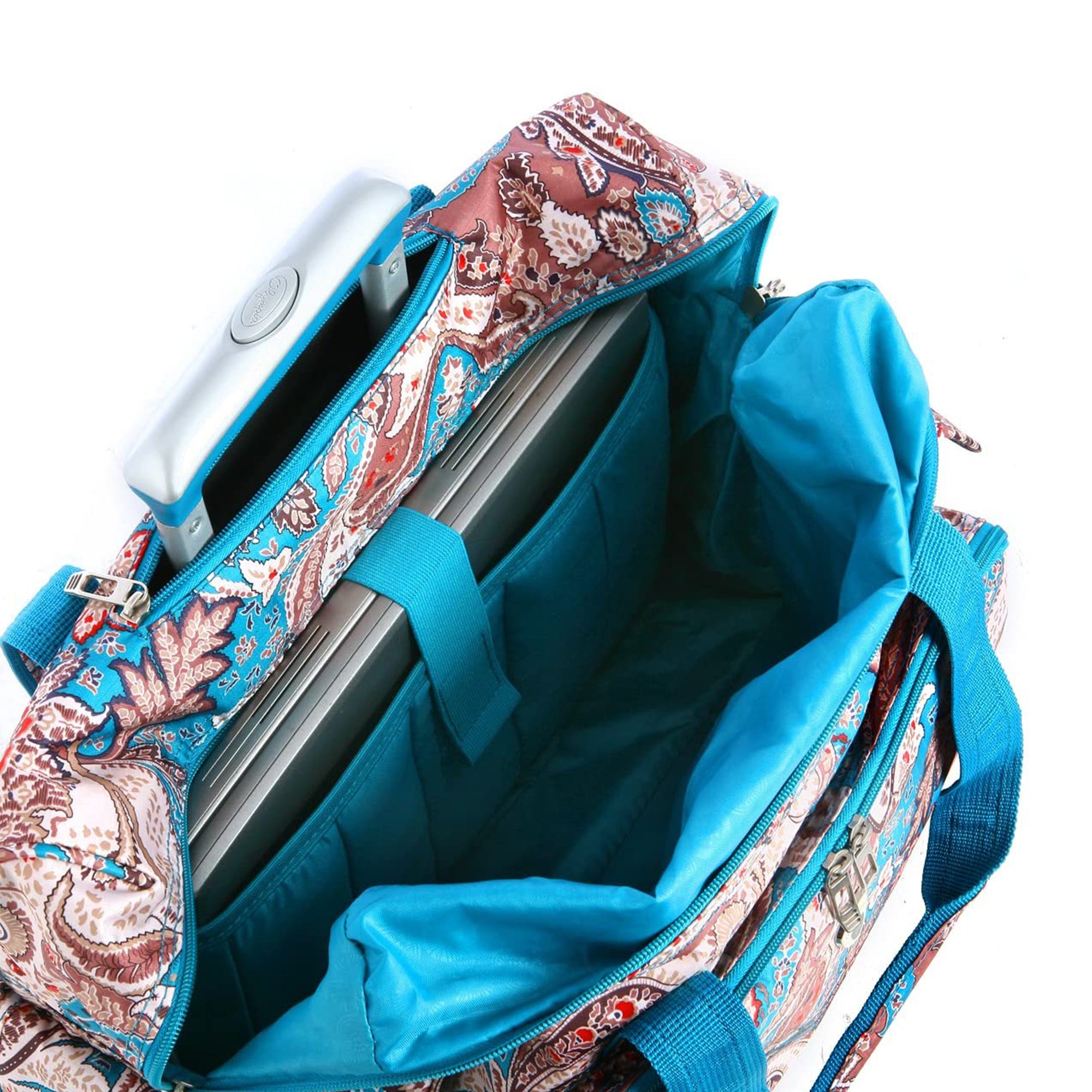 Olympia Deluxe Fashion Rolling Overnighter Luggage Suitcase with Handle, Paisley